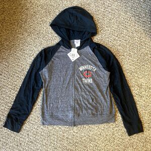 NWT MLB Minnesota Twins Zip Up Hoodie Sweatshirt Youth Size L Baseball Logo